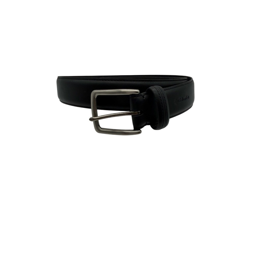 Columbia Sportswear Company Black Leather Belt Silver Buckle Size S 30-32